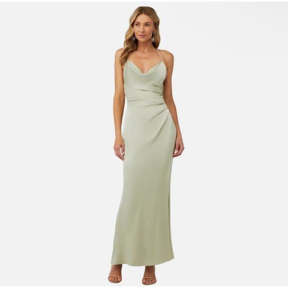 Katie May Dresses & Skirts - Katie May Ryder Strappy Back Satin Maxi Gown Sage Womens Size Small Formal Gown